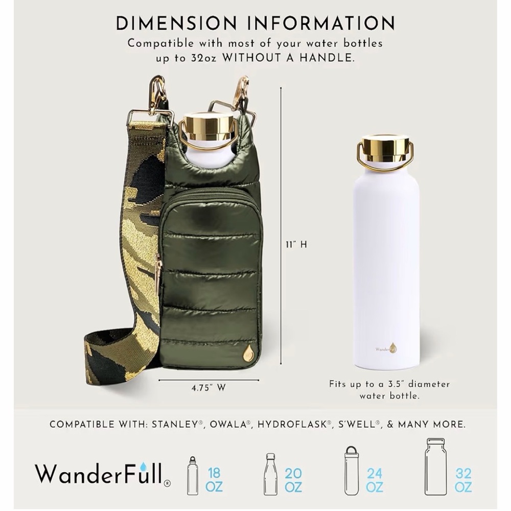 WanderFull Gray Quilted Crossbody Bottle Sling with Pocket